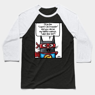 The Caped Cat Crusader Baseball T-Shirt